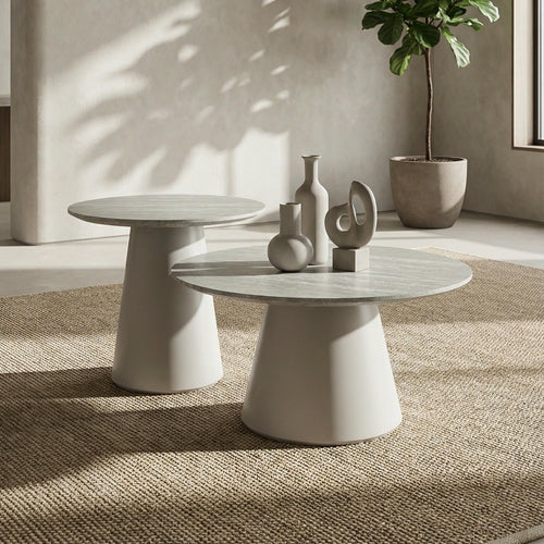 Furnhouse salontafel set Tango - Lichtgrijs - Ø 45/60 cm