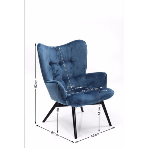 Kare Design Fauteuil Vicky fluweel olieblauw - vtwonen shop
