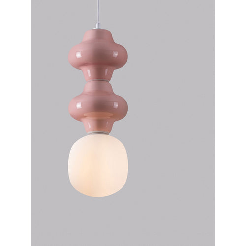 Nova Luce CLIO Slanke hanglamp voor aan het plafond, roze, mat wit, E14 fitting, 1x5W