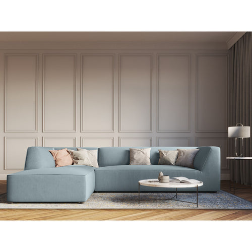 Cosmopolitan Design - Modulaire hoekbank links Siena 4-zits, ribfluwelen lichtblauw - 180x273x69cm