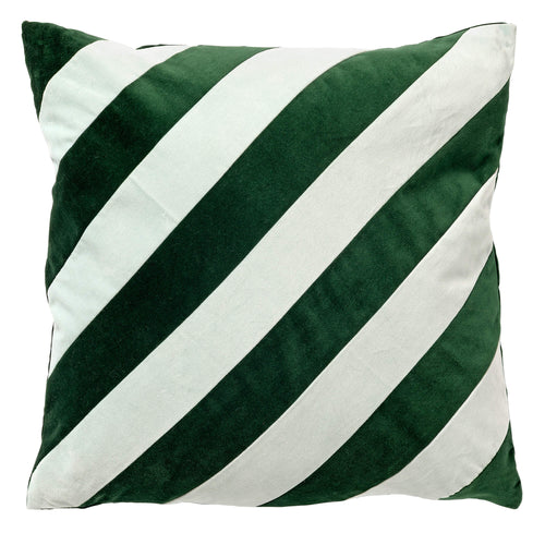 VIGO - sierkussen 45x45 cm - gestreept - Hunter Green - groen, wit