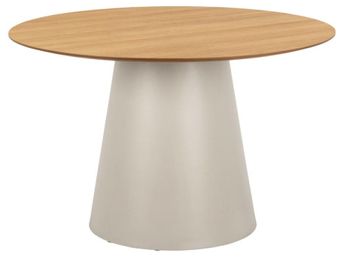 Rebellenclub Eetkamertafel Leeds - ø120 cm - Greige met Eiken Blad