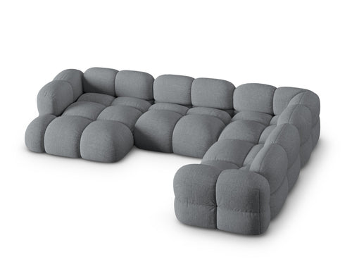 Cosmopolitan Design Panoramische hoekbank rechts Loretto 5-zits, structurele stof grijs - 250x345x68cm
