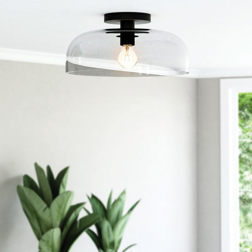 Bowl Semi Flush Deckenleuchte Modern Matt Schwarz 1x E27