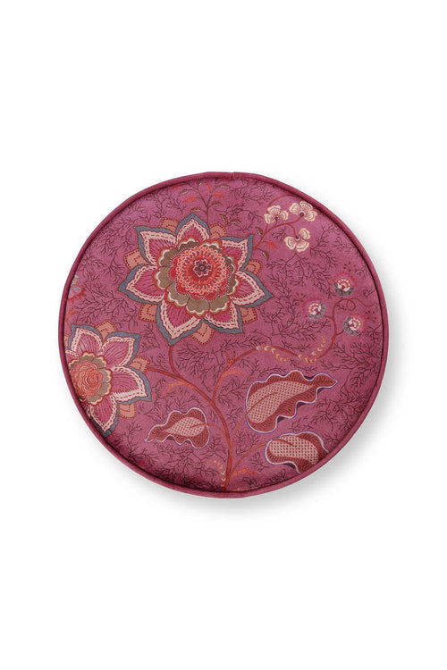 Pip Studio Poef Mumbai Morning Roze Fluweel 40 x 40 x 45 cm