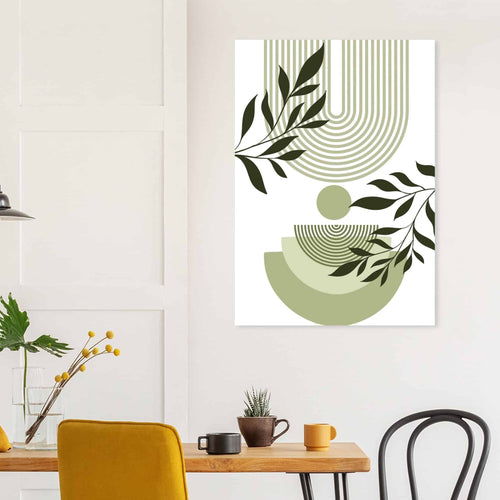 Artfulprints Poster met Lijst Boho – Green curve   - 70x100 cm - Groen
