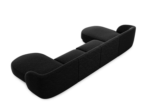 Micadoni Panoramische bank Miley 5-zits, chenille, zwart - 156x330x70cm