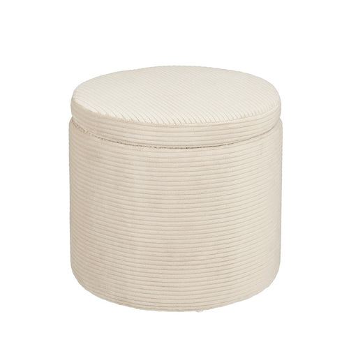 Mica Decorations Poef met Opbergruimte - H41 x  Ø42 cm - Off-white