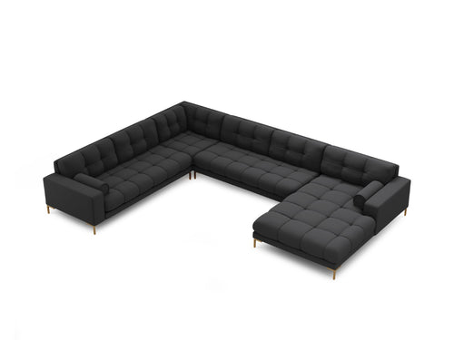 Cosmopolitan Design Panoramische hoekbank links Bali 7-zits, structurele stof, donkergrijs - 256x327x75cm