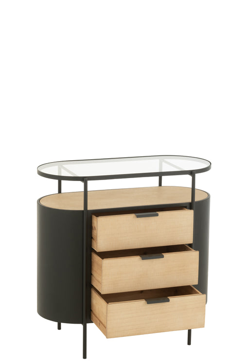 J-Line kast Avy - ijzer - naturel/zwart
