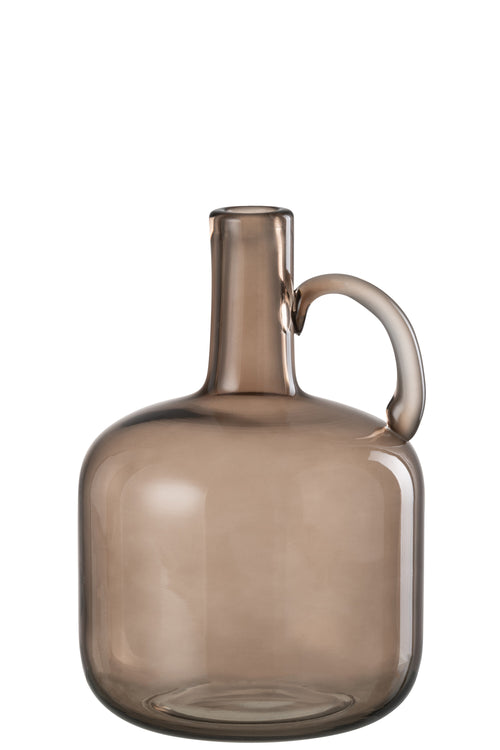 J-Line vaas 1 handvat - glas - grijs - Ø 16.5 cm