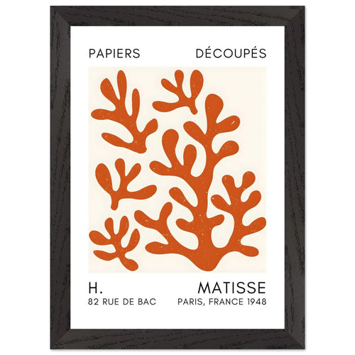 Artfulprints Poster met Lijst Matisse – Coral shadows orange   - A4 21x29.7 cm - Oranje