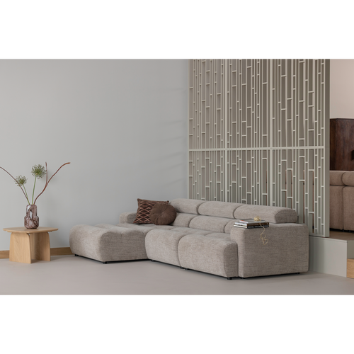 WOOOD chaise longue element arm links Novi - Polyester - Naturel Melange - 86x109x173 - vtwonen shop