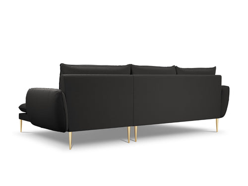 Cosmopolitan Design rechter hoekbank Vienna 5-zits, boucle, zwart - 170x255x95cm