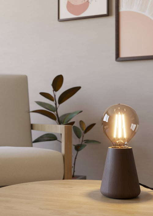 EGLO tafellamp Asby - e27 - 10 cm - donkerbruin - hout - vtwonen shop