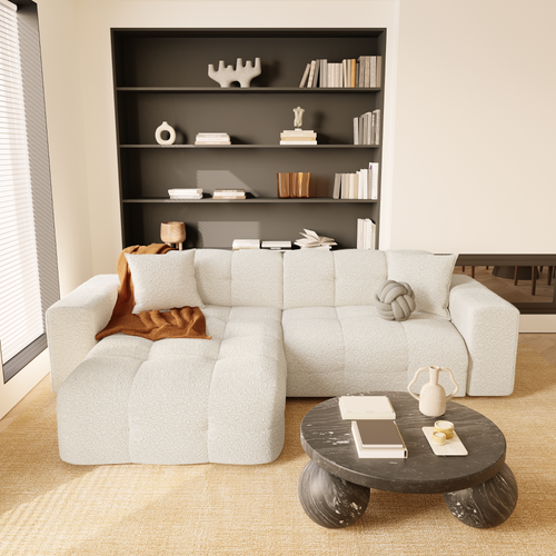 Sia Home - Hoekbanken links MAEL - Bouclette stof - Crème - 230cm