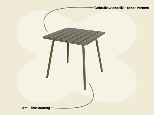 MaximaVida metalen vierkante tuintafel Max 80 x 80 cm olijfgroen
