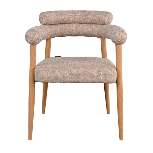 DÉJA Living Eetkamerstoel Lidingö - Taupe/Naturel Stof - Set van 2 - vtwonen shop