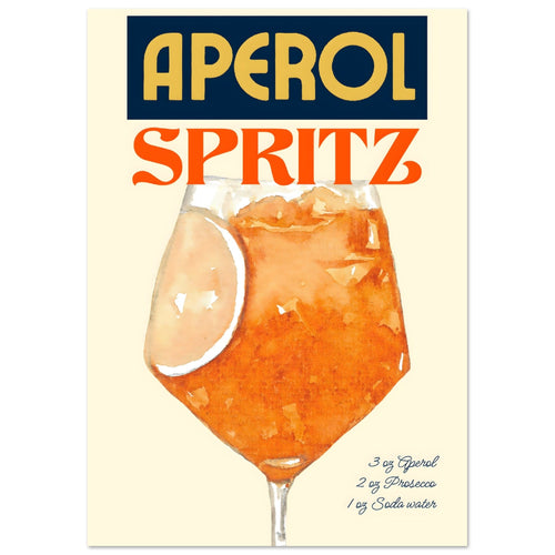 Artfulprints Poster Aperol Spritz - Original   - A4 21x29.7 cm - Oranje