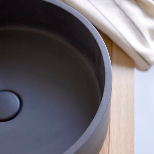 Tikamoon Ronde waskom in zwart terrazzo ∅ 39 cm - Zwart