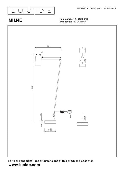 Lucide leeslamp MILNE - Geïntegreerde LED - Zwart - vtwonen shop