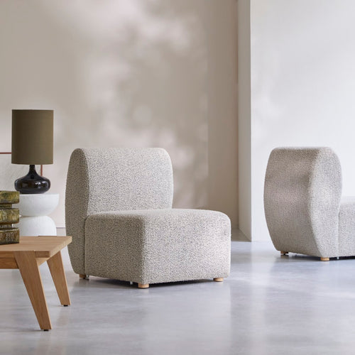 Tikamoon Modulaire fauteuil van massief acaciahout en grijze stof - Grijs
