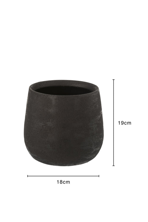 J-Line bloempot Oneffen - keramiek - zwart - medium - Ø 19 cm