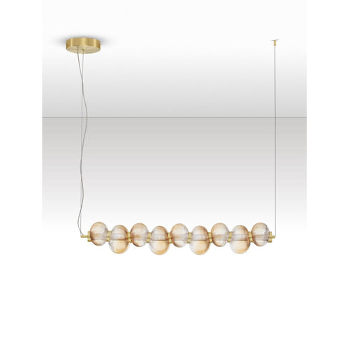 Nova Luce LEDA Hanglamp voor aan het plafond, amberkleurig, glanzend goudkleurig, Triac dimbare LED 30W 1800lm 3000K