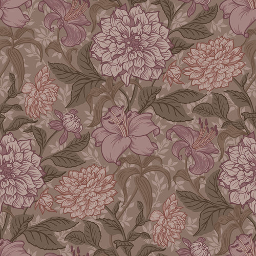 ESTAhome behang vintage bloemen mauve paars - 50 x 900 cm - 131850