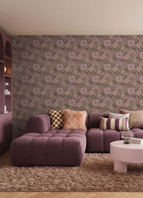 ESTAhome behang vintage bloemen mauve paars - 50 x 900 cm - 131850
