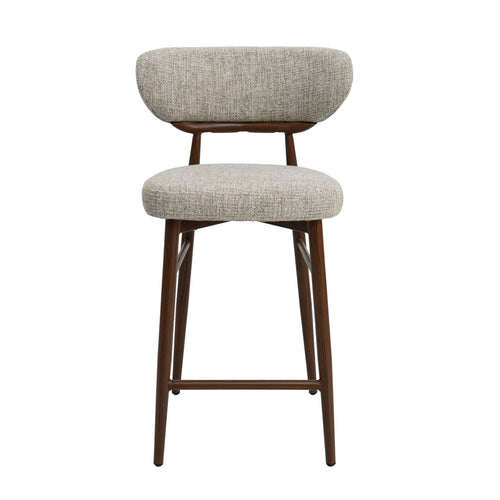 DÉJA Living Barkruk Milan - Beige/Walnoot - Zithoogte 75cm - Set van 2