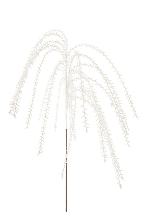 J-Line decoratie tak Bladeren Eva - rubber - wit - 6 stuks