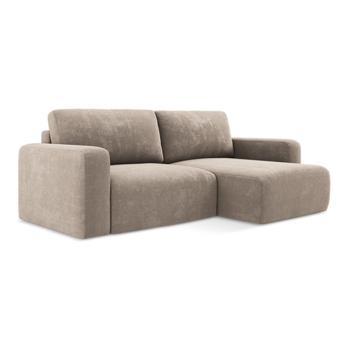 LaMiaSofa hoekbank rechts Ostia - chenille stof - donkerbeige - 244x149x79