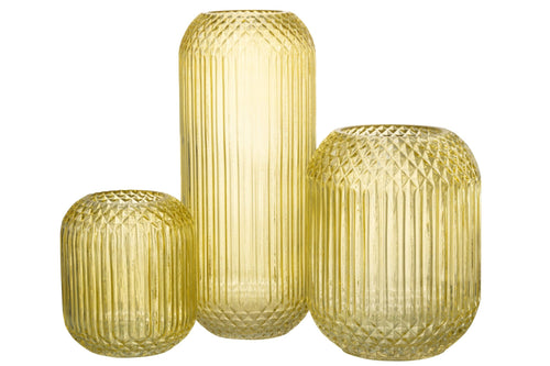 J-Line vaas Recht Geslepen - glas - geel - large - 36.5 cm hoog
