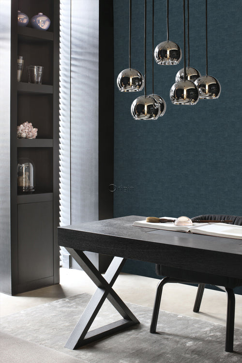 Origin Wallcoverings behang linnenstructuur donkerblauw - 0.53 x 10.05 m - 347863 - vtwonen shop