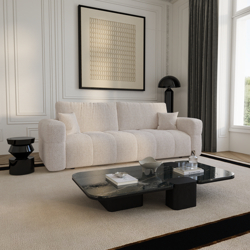 Premium Interiors - Slaapbank met opbergruimte VIBE - zacht aanvoelende geweven stof crème 247cm