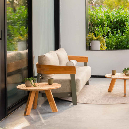 4 Seasons loungetafel Cosmic antraciet - teak - Ø78 cm