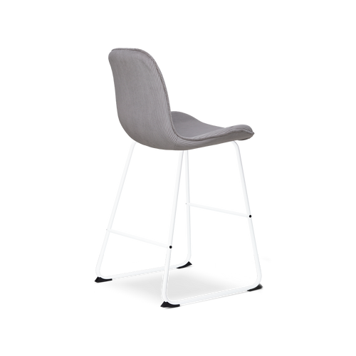 Nolon Nino-Fé Barkrukken Set van 2 - Ribstof Warm Grijs - Wit - 65 cm