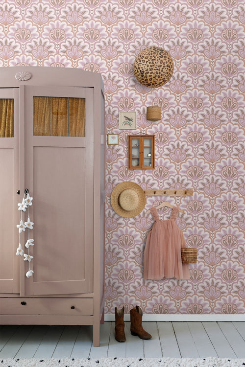 ESTAhome behang oosters barok motief lila paars en roze - 50 x 900 cm - 131033