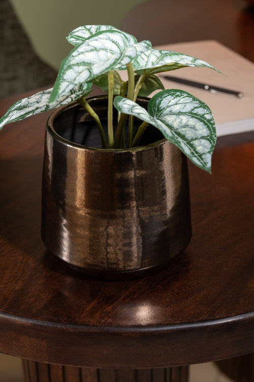 J-Line bloempot Rond - keramiek - goud  - medium - Ø 24 cm