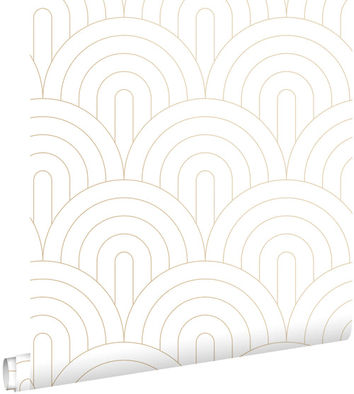 ESTAhome behang art deco bogen wit en goud - 53 cm x 10.05 m - 139215