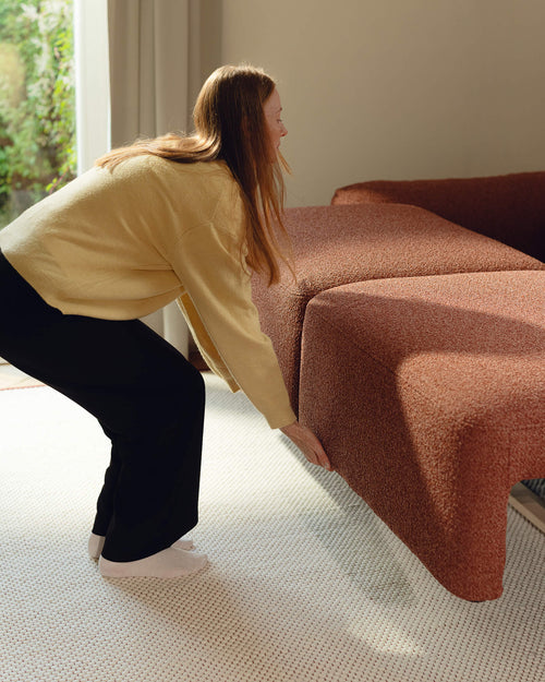 noo.ma Yaro 3-zits slaapbank - Thyme Green Bouclé, 140x200 cm slaapoppervlak