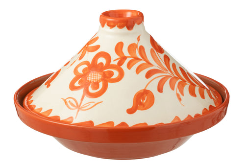 J-Line tajine Granada - keramiek - wit/oranje