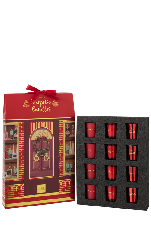 J-Line geurkaars Surprise Window - koraal/mix - 12 candles
