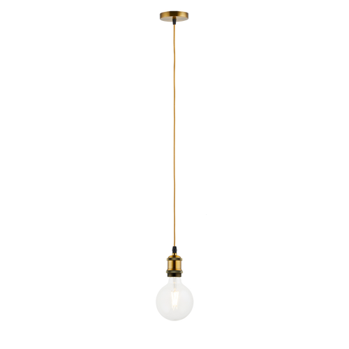Lighto | Pendel Champagne Goud | Inclusief Lichtbron Helder | Vintage | 1.5m Snoer | Met Plafondkap