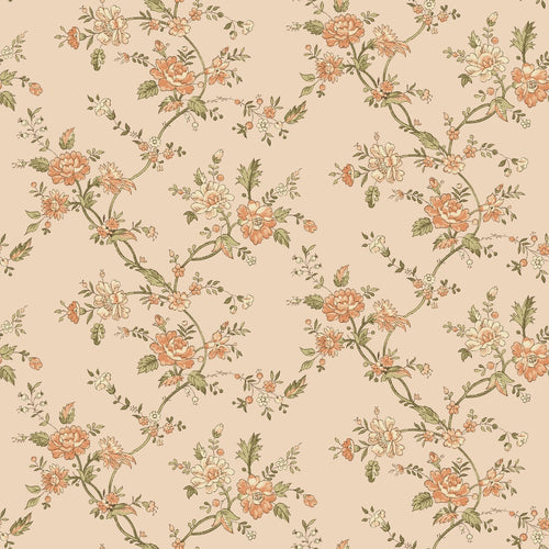 ESTAhome behang vintage bloemen beige, roze en groen - 50 x 900 cm - 132210