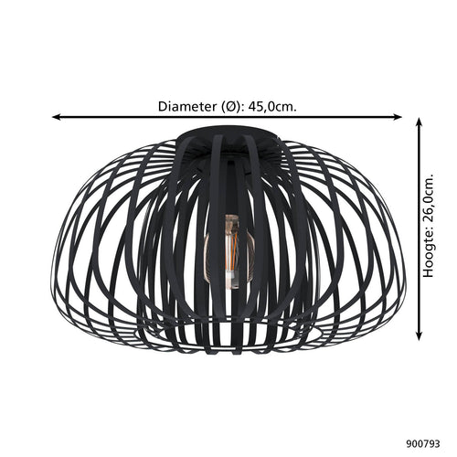 EGLO plafondlamp Encinitos 1 - e27 - ø 45 cm - zwart