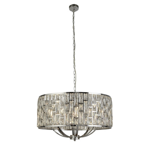 Searchlight BIJOU - Hanglamp van 8 licht chroom met kristalglas