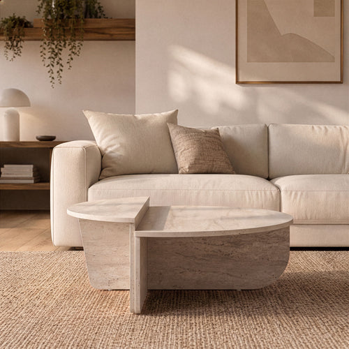 Calicosy - ORION Set van 2 salontafels - Licht hout - 90x90x35 cm