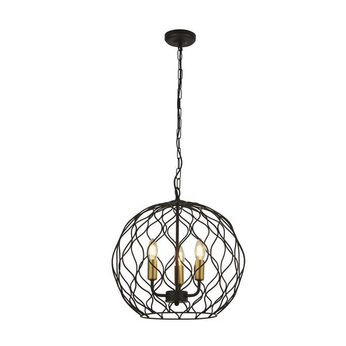 Searchlight FINESSE - 3-lichts ronde plafondlamp - zwart met gouden lamphouders